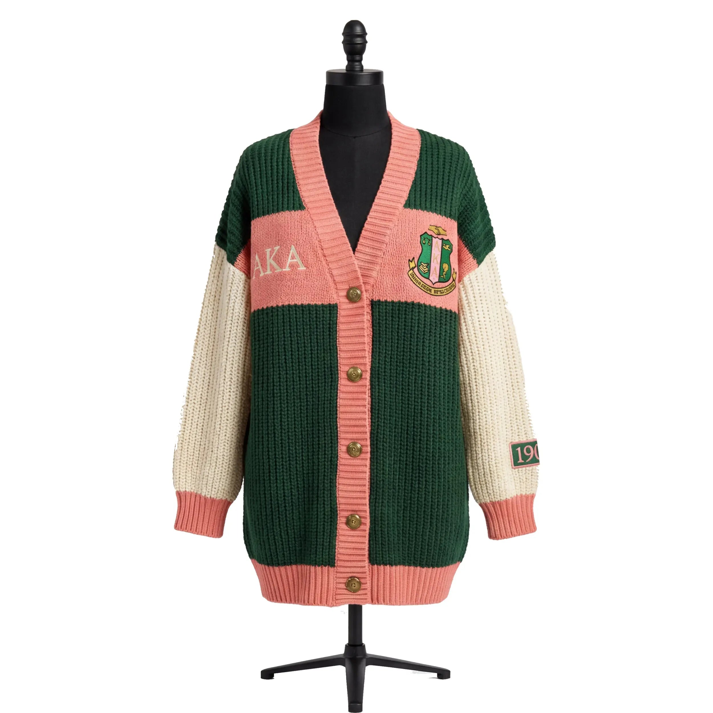 Alpha Kappa Alpha Color Block Knit Cardigan Great Greek Apparel