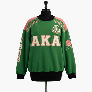 AKA Sorority Green Crewneck Sweatshirt Alpha Kappa Alpha Ivy Rose 1908 Medallion