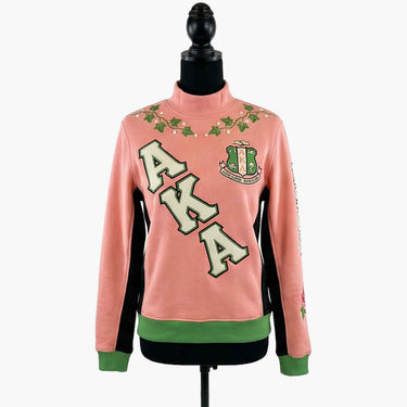 AKA Sorority Sweatshirt Alpha Kappa Alpha Pink & Green Ivy Pearl Mock-Neck 1908