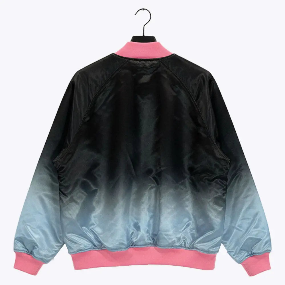 BLACK AND SKY GAMMA PHI DELTA RAINBOW BOMBER JACKET FOR WOMEN.