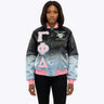 BLACK AND SKY GAMMA PHI DELTA RAINBOW BOMBER JACKET FOR WOMEN