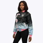 BLACK AND SKY GAMMA PHI DELTA RAINBOW BOMBER JACKET FOR WOMEN.