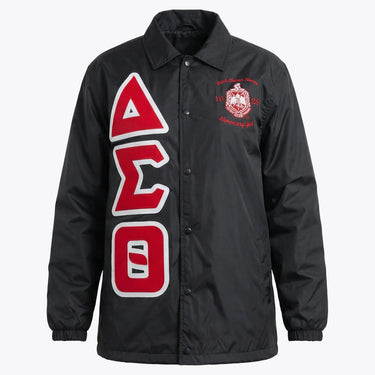 Delta Sigma Theta Coach Jacket - Stitched Greek Letter Windbreaker for Stylish Sorors