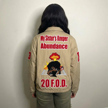 DST Bomber Jacket, My Sister’s Keeper Embroidered F.O.D. Crossing Jacket