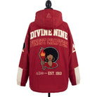Red jacket with 'Divine Nine Finest Chapter' text and logo on a mannequin against a white background