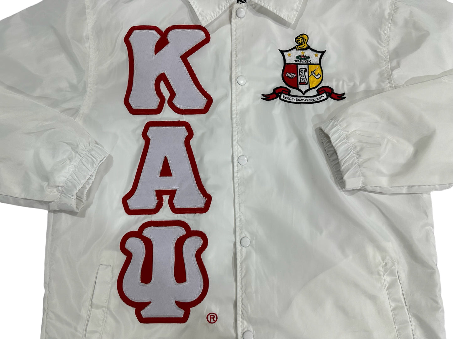 Kappa Alpha Psi Waterproof white Coach jacket