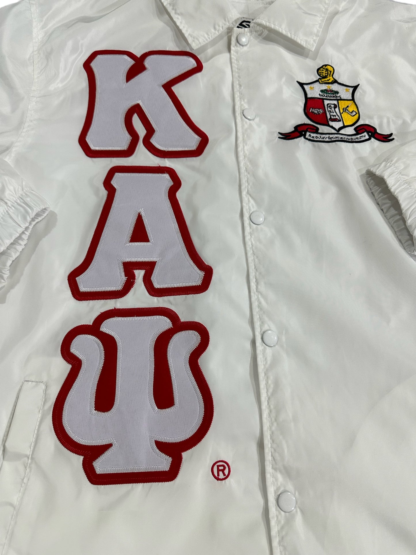 Kappa Alpha Psi Waterproof white Coach jacket