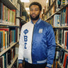Phi Beta Sigma Split Satin Bomber Jacket – Embroidered Crest & Greek Letters