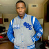 Phi Beta Sigma 1914 Varsity Jacket – Wool Body with Blue Leather Sleeves