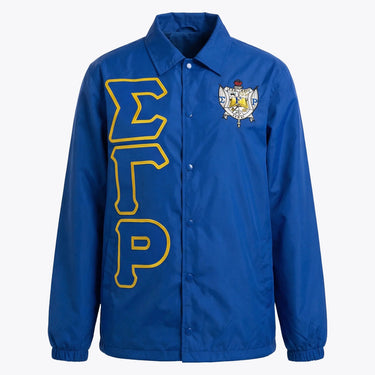 Sigma Gamma Rho Blue Coach Jacket Stitched SGRho Windbreaker