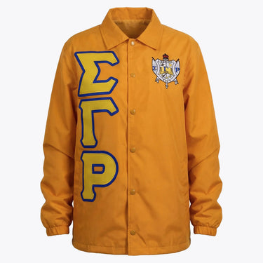 Sigma Gamma Rho Coach Jacket – Gold Stitched SGRho Greek Letter Windbreaker