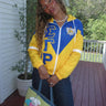 Sigma Gamma Rho Hooded Windbreaker Jacket, Stitched SGRho Greek Letter Colorblock Jacket