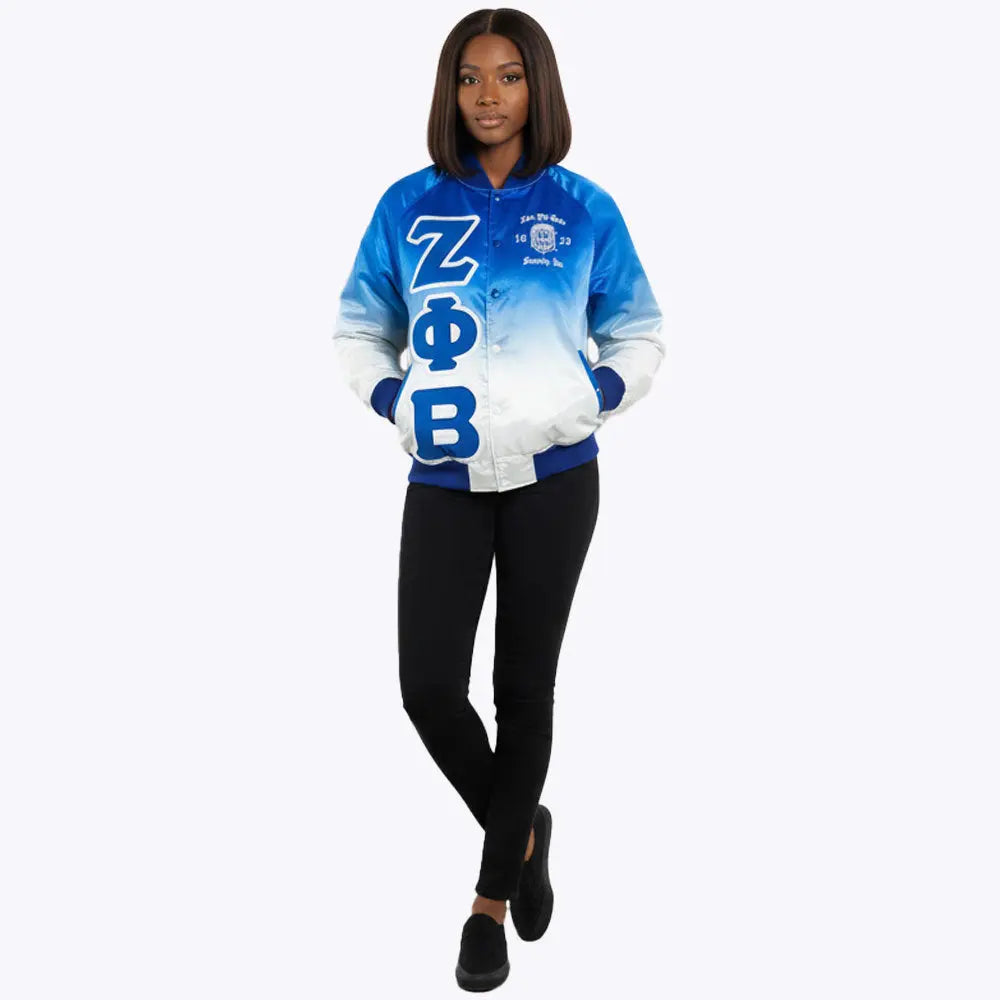 ZETA PHI BETA RAINBOW BOMBER JACKET FOR WOMEN Great Greek Apparel