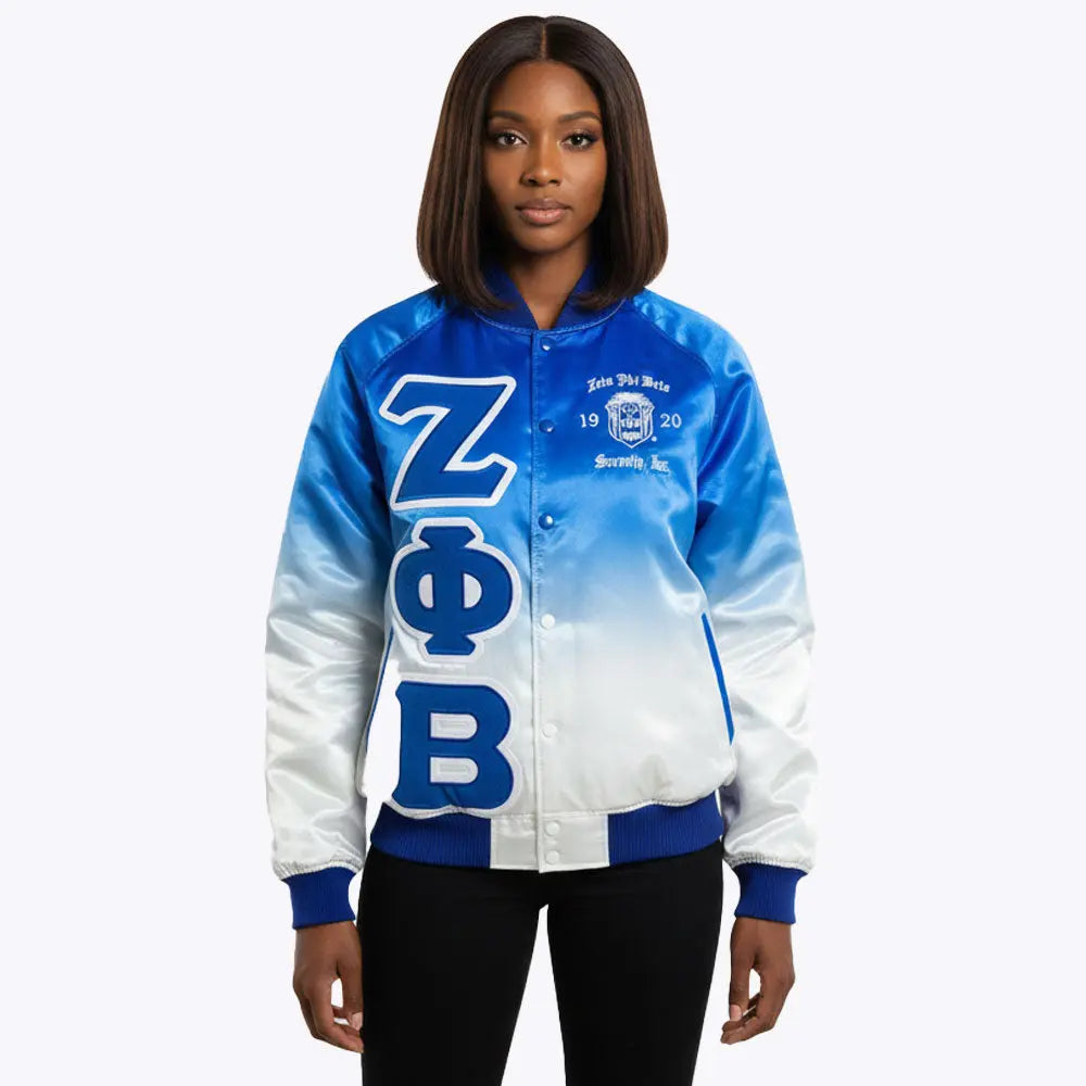 ZETA PHI BETA RAINBOW BOMBER JACKET FOR WOMEN Great Greek Apparel